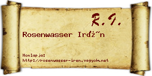 Rosenwasser Irén névjegykártya